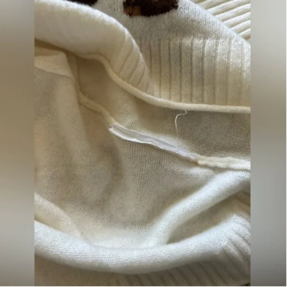 Anthropologie The Goldie Crew Neck Cashmere Blend Dog Cardigan Sweater S - Picture 10 of 10
